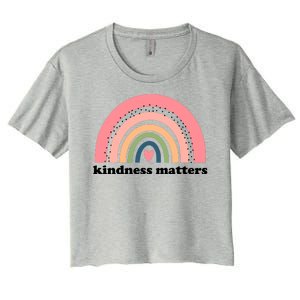 Kindness Matters Rainbow Heart Women's Crop Top Tee