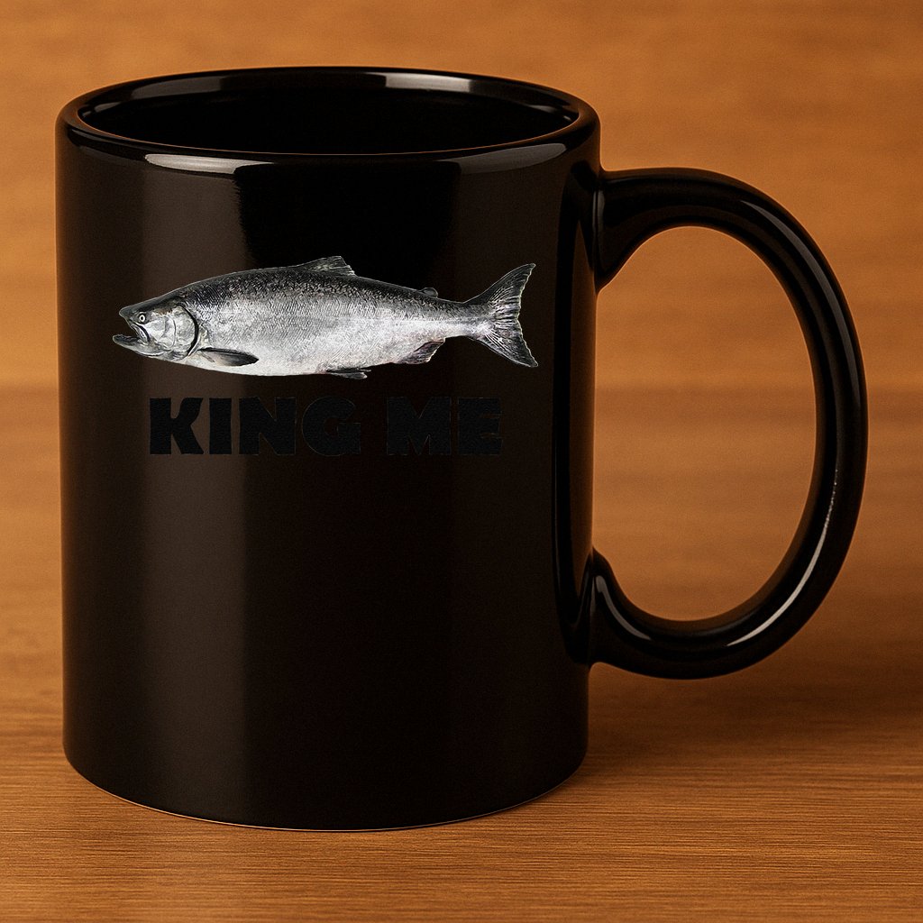 King Me Salmon Fishing 11oz C Handle Ceramic Mug