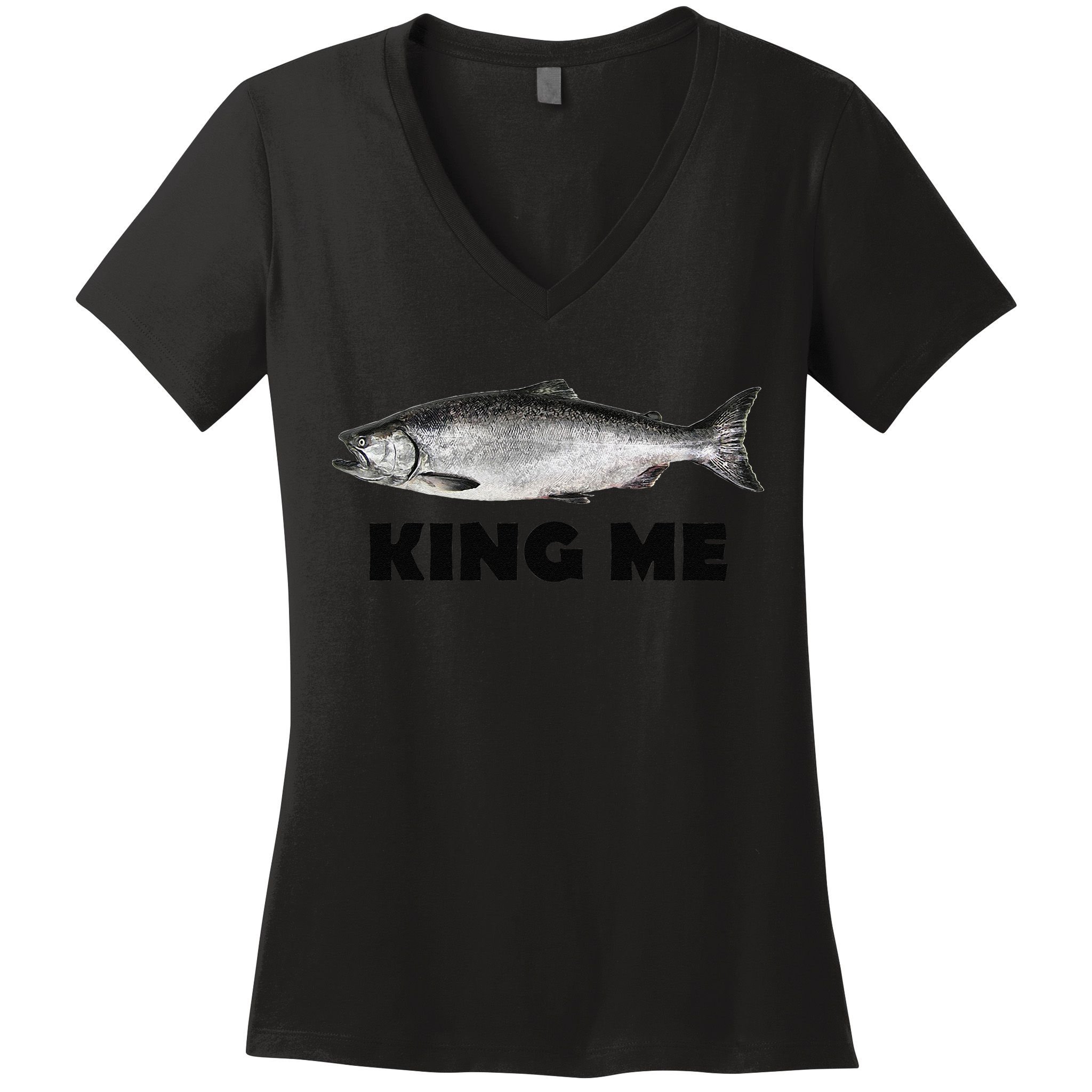 King Me Salmon Fishing Women's V-Neck T-Shirt