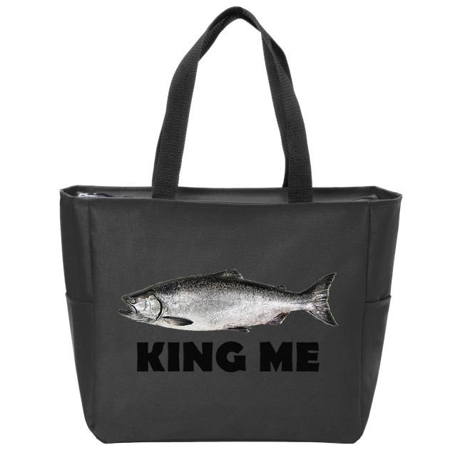 King Me Salmon Fishing Zip Tote Bag
