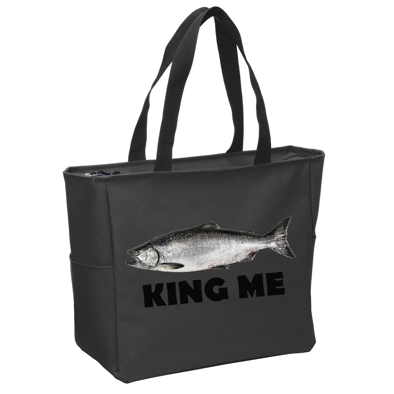 King Me Salmon Fishing Zip Tote Bag