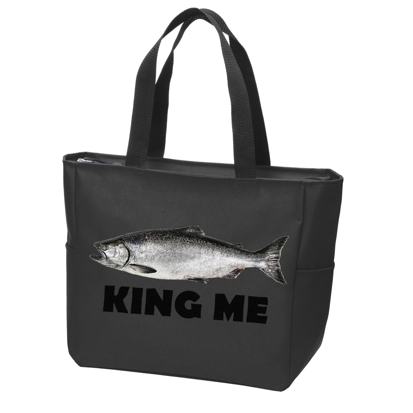 King Me Salmon Fishing Zip Tote Bag