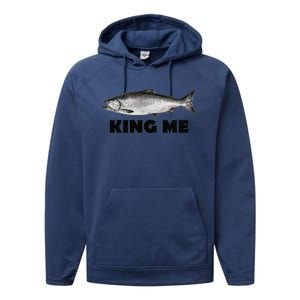 King Me Salmon Fishing Performance Fleece Hoodie