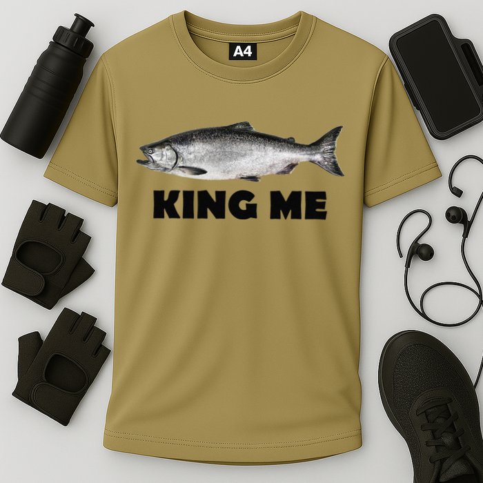 King Me Salmon Fishing Cooling Performance Crew T-Shirt