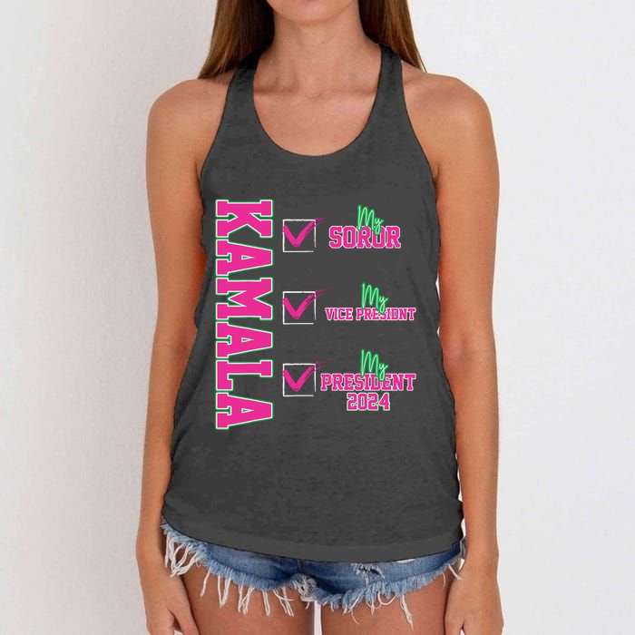 Kamala My Soror My President Kamala Harris 2024 President Women's Knotted Racerback Tank