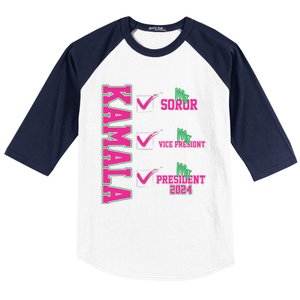 Kamala My Soror My President Kamala Harris 2024 President Baseball Sleeve Shirt