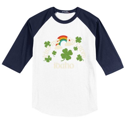 Kiss Me Shamrock Great Gift State St Patrick's Day Idaho Great Gift Baseball Sleeve Shirt