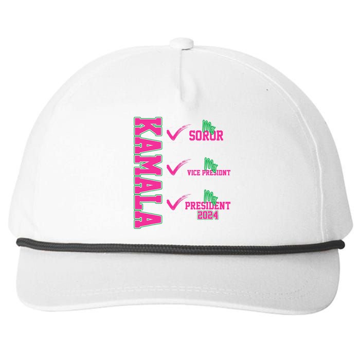 Kamala My Soror My President Kamala Harris 2024 President Snapback Five-Panel Rope Hat