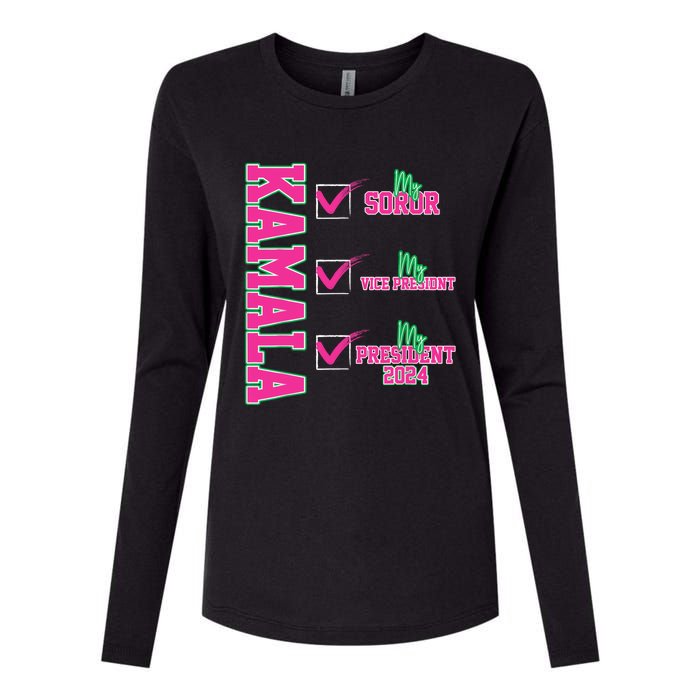 Kamala My Soror My President Kamala Harris 2024 President Womens Cotton Relaxed Long Sleeve T-Shirt