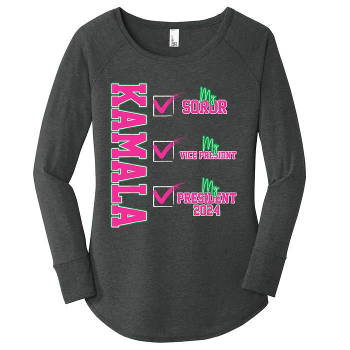 Kamala My Soror My President Kamala Harris 2024 President Women's Perfect Tri Tunic Long Sleeve Shirt