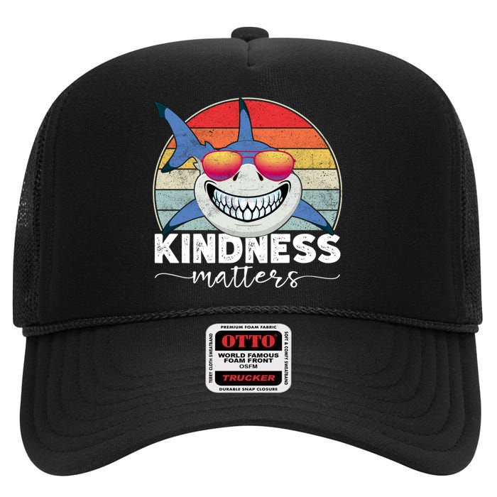 Kindness Matters Shark Unity Day Orange Anti Bullying Kids High Crown Mesh Back Trucker Hat