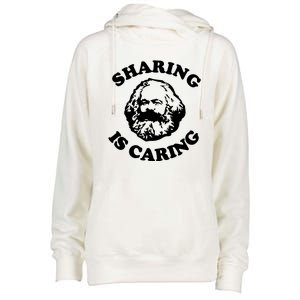 Karl Marx Sharing Is Caring Womens Funnel Neck Pullover Hood