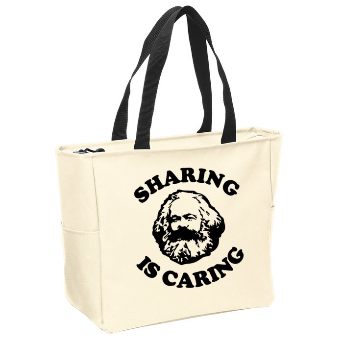 Karl Marx Sharing Is Caring Zip Tote Bag