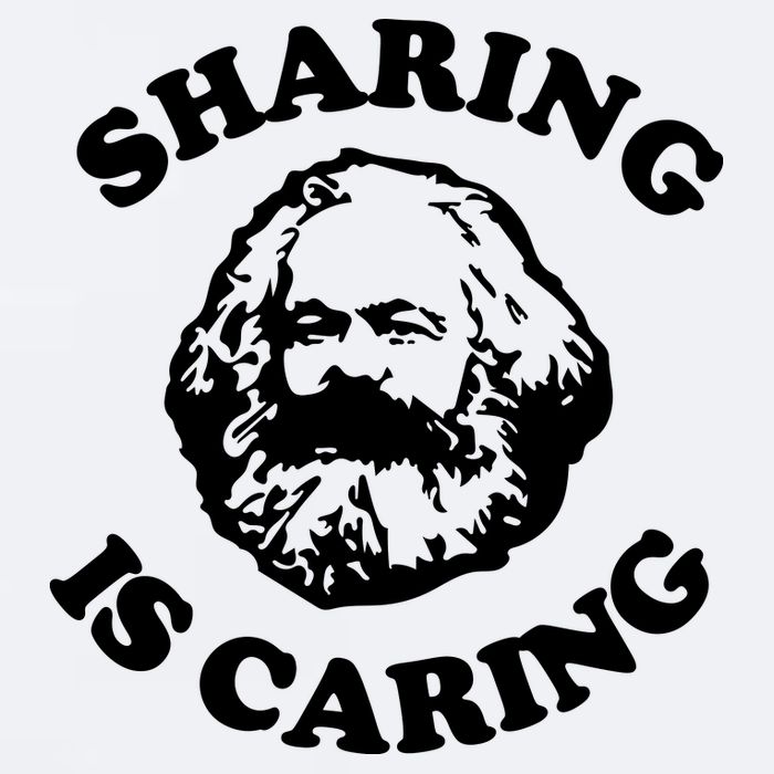 Karl Marx Sharing Is Caring Sueded Cloud Jersey T-Shirt