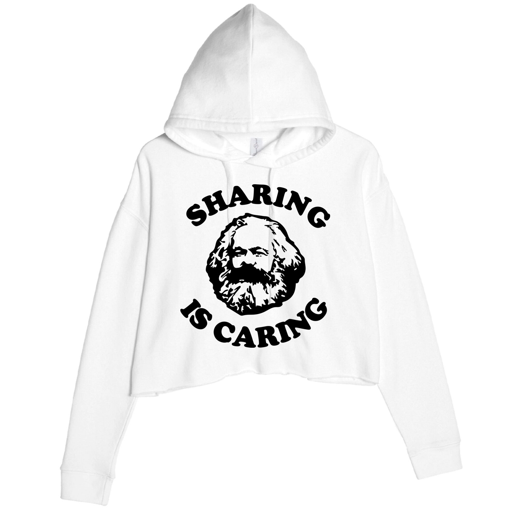 Karl Marx Sharing Is Caring Crop Fleece Hoodie