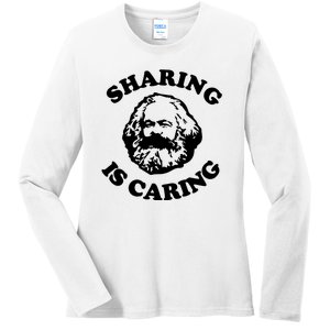 Karl Marx Sharing Is Caring Ladies Long Sleeve Shirt