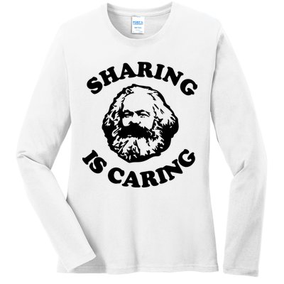Karl Marx Sharing Is Caring Ladies Long Sleeve Shirt