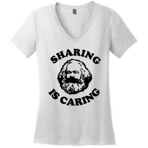 Karl Marx Sharing Is Caring Women's V-Neck T-Shirt