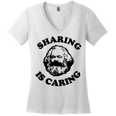 Karl Marx Sharing Is Caring Women's V-Neck T-Shirt