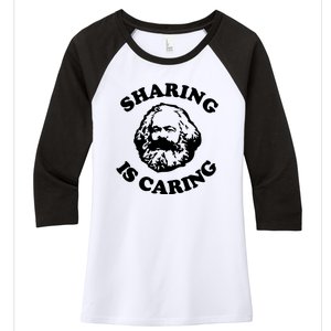 Karl Marx Sharing Is Caring Women's Tri-Blend 3/4-Sleeve Raglan Shirt