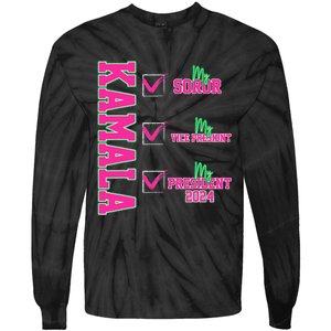 Kamala My Soror My President Kamala Harris 2024 President Tie-Dye Long Sleeve Shirt