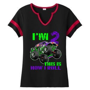 Kids Monster Trucks Are My Jam 2nd Birthday Boy 2 Years Old Ladies Halftime Notch Neck Tee