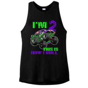 Kids Monster Trucks Are My Jam 2nd Birthday Boy 2 Years Old Ladies PosiCharge Tri-Blend Wicking Tank