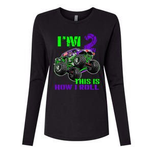 Kids Monster Trucks Are My Jam 2nd Birthday Boy 2 Years Old Womens Cotton Relaxed Long Sleeve T-Shirt