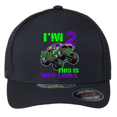 Kids Monster Trucks Are My Jam 2nd Birthday Boy 2 Years Old Flexfit Unipanel Trucker Cap