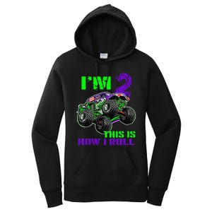 Kids Monster Trucks Are My Jam 2nd Birthday Boy 2 Years Old Women's Pullover Hoodie