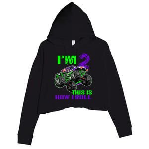 Kids Monster Trucks Are My Jam 2nd Birthday Boy 2 Years Old Crop Fleece Hoodie