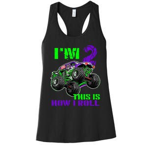 Kids Monster Trucks Are My Jam 2nd Birthday Boy 2 Years Old Women's Racerback Tank