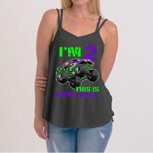 Kids Monster Trucks Are My Jam 2nd Birthday Boy 2 Years Old Women's Strappy Tank