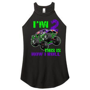 Kids Monster Trucks Are My Jam 2nd Birthday Boy 2 Years Old Women's Perfect Tri Rocker Tank