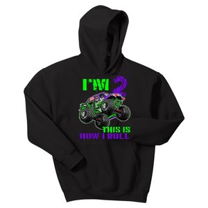 Kids Monster Trucks Are My Jam 2nd Birthday Boy 2 Years Old Kids Hoodie