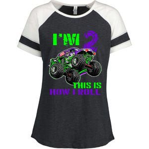 Kids Monster Trucks Are My Jam 2nd Birthday Boy 2 Years Old Enza Ladies Jersey Colorblock Tee