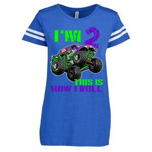 Kids Monster Trucks Are My Jam 2nd Birthday Boy 2 Years Old Enza Ladies Jersey Football T-Shirt