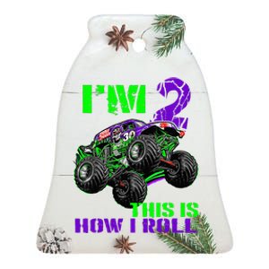 Kids Monster Trucks Are My Jam 2nd Birthday Boy 2 Years Old Ceramic Bell Ornament