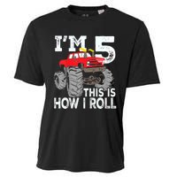 K.i.d.s Monster Trucks 5th Birthday Party Shirt Five Years Cooling Performance Crew T-Shirt