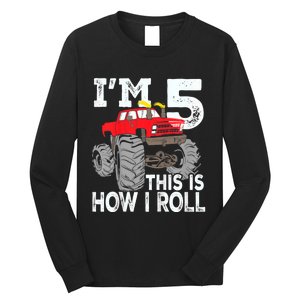 K.i.d.s Monster Trucks 5th Birthday Party Shirt Five Years Long Sleeve Shirt