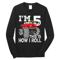 K.i.d.s Monster Trucks 5th Birthday Party Shirt Five Years Long Sleeve Shirt