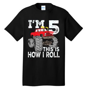 K.i.d.s Monster Trucks 5th Birthday Party Shirt Five Years Tall T-Shirt