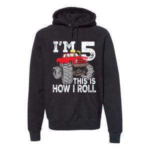 K.i.d.s Monster Trucks 5th Birthday Party Shirt Five Years Premium Hoodie