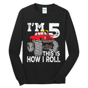 K.i.d.s Monster Trucks 5th Birthday Party Shirt Five Years Tall Long Sleeve T-Shirt