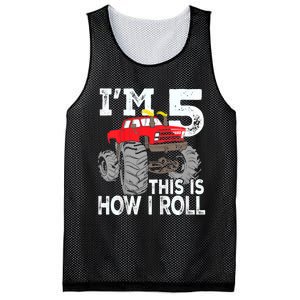 K.i.d.s Monster Trucks 5th Birthday Party Shirt Five Years Mesh Reversible Basketball Jersey Tank