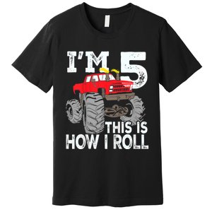 K.i.d.s Monster Trucks 5th Birthday Party Shirt Five Years Premium T-Shirt