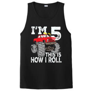 K.i.d.s Monster Trucks 5th Birthday Party Shirt Five Years PosiCharge Competitor Tank