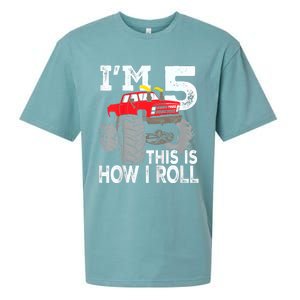 K.i.d.s Monster Trucks 5th Birthday Party Shirt Five Years Sueded Cloud Jersey T-Shirt