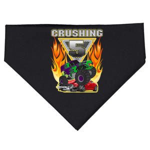 K.i.d.s Monster Truck Crushing being 5 Five Years Old 5th Birthday USA-Made Doggie Bandana