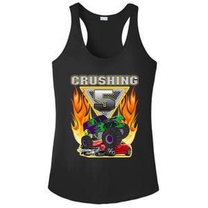 K.i.d.s Monster Truck Crushing being 5 Five Years Old 5th Birthday Ladies PosiCharge Competitor Racerback Tank